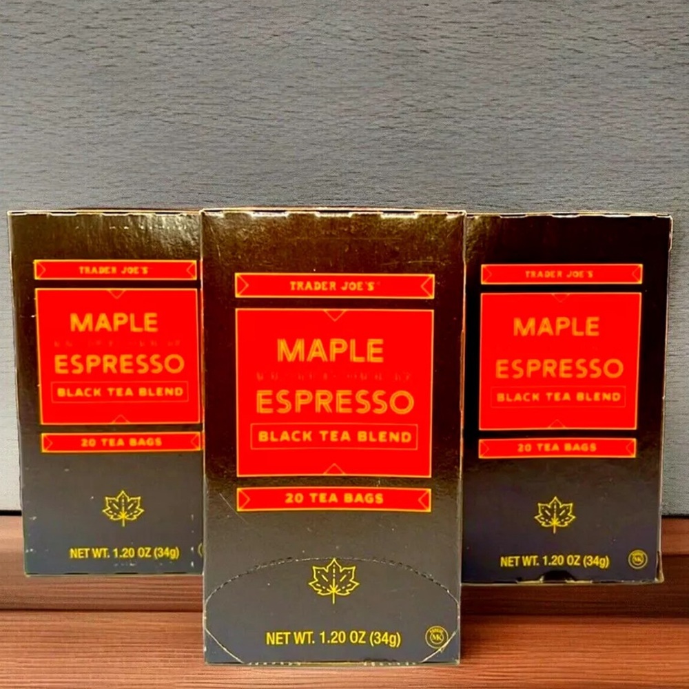 Trader Joe's MAPLE ESPRESSO Black Tea Blend 20 Tea Bags per box!